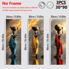 3 件/套超大帆布墙艺术海报，装饰艺术经典现代肖像，仅帆布，壁挂装饰，现代墙艺术海报，高清水墨艺术品，无味，防褪色，高品质绘画，充满活力的非洲女性，适用于客厅、卧室、家庭办公室、餐厅、秋季、春季装饰 - 彩色 - 查看 9