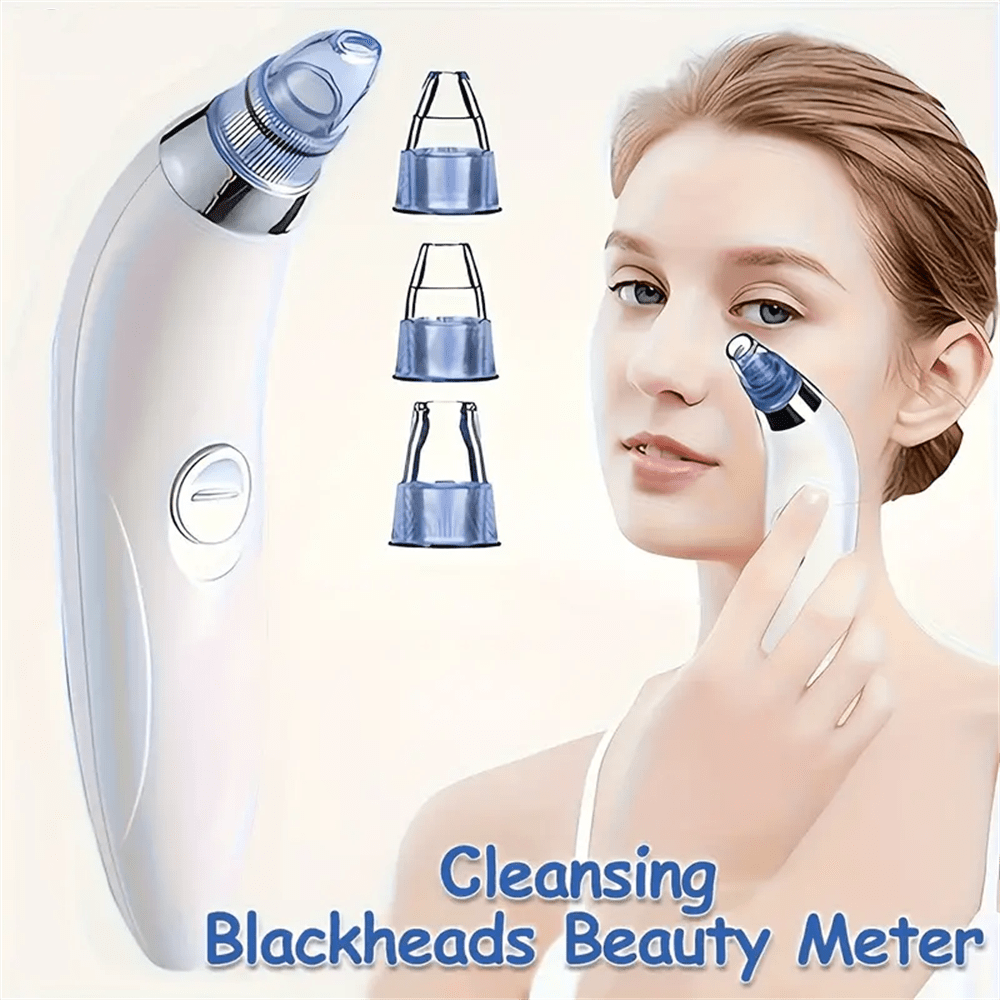 SOKANY Limpiador portátil de puntos negros, limpiador de poros faciales, limpiador facial. Funciona con batería (2 baterías tipo 5), ajuste de 2 velocidades, multiuso para 1 máquina, con 4 puntas. Adecuado para limpiar puntos negros, queratina, piel muerta y grasa. Unisex, es el mejor ayudante para limpiar los puntos negros.