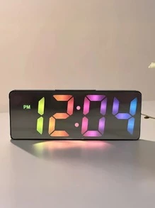 1pc Digital Alarm Clock, Night Light Mirror Display Desk Table Clock, LED Digital Time Temperature Display, Adjustable Brightness, Date Function, Rectangular Arch Crown, ABS Material, ≤36V Working Voltage (Battery Not Included) Room Decor Digital Clock Bedroom Decor Dormitory Decor Back To School Home Decor School Supplies