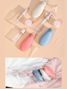 11 pièces Set de bouteilles de voyage pour les articles de toilette, contenants rechargeables de taille voyage pour le shampooing, le revitalisant, les lotions liquides, le savon, le gel douche. Indispensables pour les voyages et incontournables pour la rentrée scolaire