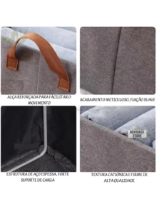 KIT 4 Organizador De Caixas De Armazenagem De Roupas Grandes Dobráveis Gavetas De Armários De Guarda Roupa REFORÇADO - Cinza - Visão 10