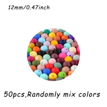 50 pezzi/100 pezzi, Assortimento di perline, perline in silicone di colore solido da 9mm/12mm/15mm, in vari colori, perline decorative, adatte per braccialetti fai-da-te, penne con perline, ecc.