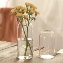 1pc Small Glass Bud Vase, Modern Mini Clear Vase For Living Room And Bedroom Home Decoration Flower Centerpiece, Decorative Vase For Living Room, Dining Table, Wedding, Lover's Date, Party