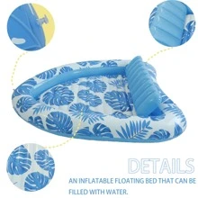 1 Stück aufblasbares blaues Schwimmliege, Sommer Schwimmbad Party Zusammenkunft Schwimmliege, faltbar mit Rückenlehne Schwimmhilfe, Strandutensilien, Strandaccessoires