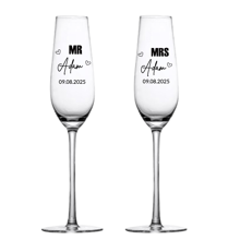 (Set Of 2) Personalized Champagne Flutes For Weddings, Engagements, And Anniversaries - Elegant UV Printed Mr. And Mrs. Toasting Glasses Set - Customizable Shapes, Styles, And Colors - Perfect Gift For Newlyweds, Bridal Showers, And Romantic Celebrations - Unique Keepsake For Toasting Love And Happiness - Ideal For Wedding Receptions, Engagement Parties, And Special Occasions - Celebrate Your Love Story With Style!