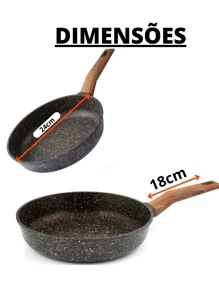 Frigideira Antiaderente de Alumínio Revestimento Cerâmico Premium 24cm Funda Cabo Madeira NÃO GRUDA