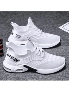 Zapatillas de correr de lujo y moda para hombre, transpirables, ultraligeras, con amortiguación de aire y cordones, de malla, informales y cómodas. - Blanco - Ver 1