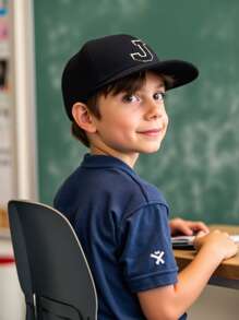 1 Stück Kinder 26 Buchstaben Muster schwarze Kappe Mode Sport Sonnenhut geeignet für Mädchen Alltagskleidung