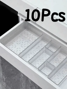 HOUSHELIF 5pcs/7pcs/10pcs Set Drawer Cosmetic Organizer, Perfume Storage Container, Vanity Skin Care Product Storage Box, Clear Multi-Size Combination Lotion And Sample Storage Box, Ideal For Storing Cosmetics, Bathroom Cabinet Storage, Office Supplies Arrangement, Kitchen Tool Organizer Shelf