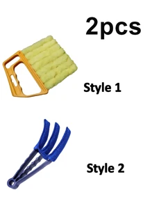 2pcs/Set, Pieces Car Air Conditioner Cleaning Brush - Ultra-Fine Fiber, Reusable Window Cleaner - Easy To Use And Washable - Suitable For Blinds, Shutters, Curtains, Etc.-Detachable And Washable Dusting Brushes Household Crevice Wizard Air Conditioner Vent Cleaning Brushes Blinds Cleaning Tools