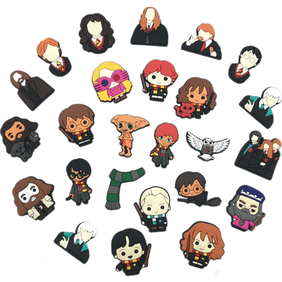 Warner Bros 11/25 piezas Juego de Encantos de Zapatos de la Serie Escolar de Hogwarts de Harry Potter, Decoraciones de PVC para Zapatos, Accesorios de Encantos para Zapatos, Ideas de Regalo para Cumpleaños, Navidad, Día de San Valentín, Fiestas de Halloween