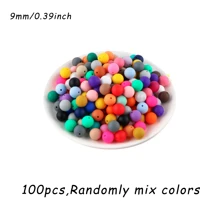 50 pezzi/100 pezzi, Assortimento di perline, perline in silicone di colore solido da 9mm/12mm/15mm, in vari colori, perline decorative, adatte per braccialetti fai-da-te, penne con perline, ecc.