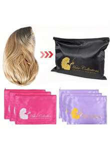 AliLeader 5PCS Satin Wig Bags 25*35cm Wig Storage For Multiple Wigs Bags Storage Satin Bags For Wigs Silk Bags With Drawstring Hair Bag Hair Storage Bags For Packaging Wigs, Bundles, Hair Extensions - Multicolor - View 3