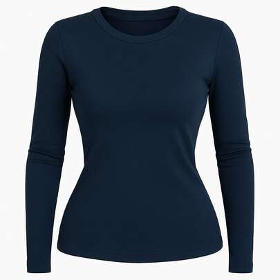 Blusa Manga Comprida Longa de Algodão Feminina Básica