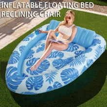 1 Stück aufblasbares blaues Schwimmliege, Sommer Schwimmbad Party Zusammenkunft Schwimmliege, faltbar mit Rückenlehne Schwimmhilfe, Strandutensilien, Strandaccessoires