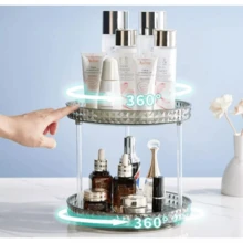 Acrylic Makeup Organizer 360º Rotating Makeup Organizer With 2 Floors - YT2500 trong suốt - Xem 4