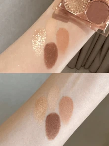 DIKALU 四色眼影盤,持久彩妝眼影盤裸色珠光色素沉著眼影