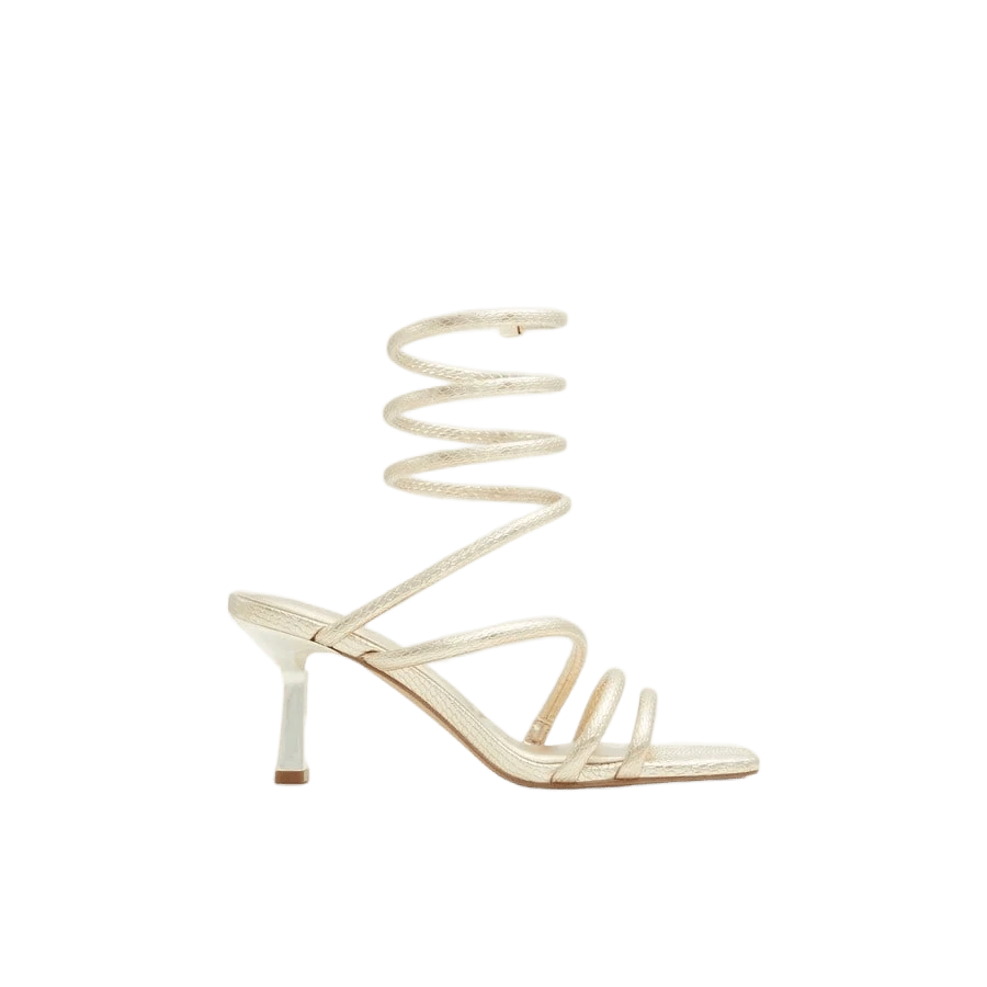 Twirly Gold Fashionable And Elegant Spiral Strap High Heel Sandals - Gold - View 1