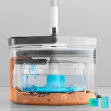 Trapeador mágico Grinyel separa agua limpia y sucia sistema limpieza eficiente hogar trapeador multifunción accesorios domésticos práctica fácil uso resistente reutilizable diseño ergonómico organización limpieza pisos desinfección rápido - Blanco - Ver 2