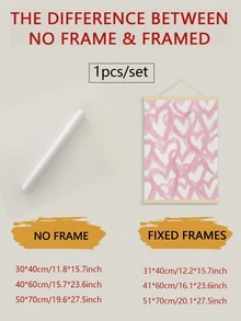 1件套时尚粉色爱心帆布画套装 - 非常适合女孩卧室和婴儿房装饰，时尚爱心墙贴，情人节礼物，无框 - 彩色 - 查看 2