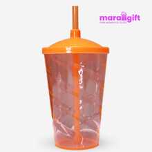 20 Twister Cups 400ml, Cups, Lids And Colorful Straws - Orange - View 2