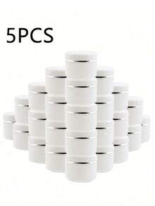 5个20克/30克/50克塑料乳霜罐化妆品样品瓶，可重复灌装的化妆品容器，适用于化妆品、彩妆和护肤品，非常适合旅行、化妆品储存和分装。