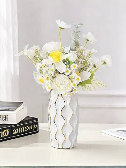 Ceramic Vase, Home ation Wit ative Vertical Gestreepte ation, Bedroom, Office, Living Room, Bathroom, Tafel Centerpiece, Best Back To School Room Supplies Flower Vase Glass view 4