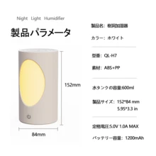 加湿器 卓上 小型 Type-C充電式 卓上加湿器 除菌 大容量600ML 超音波式加湿器 次亜塩素酸水対応 車載加湿器 静音 持ち運び便利 軽量 コンパクト コードレス - ホワイト - チェックする 2