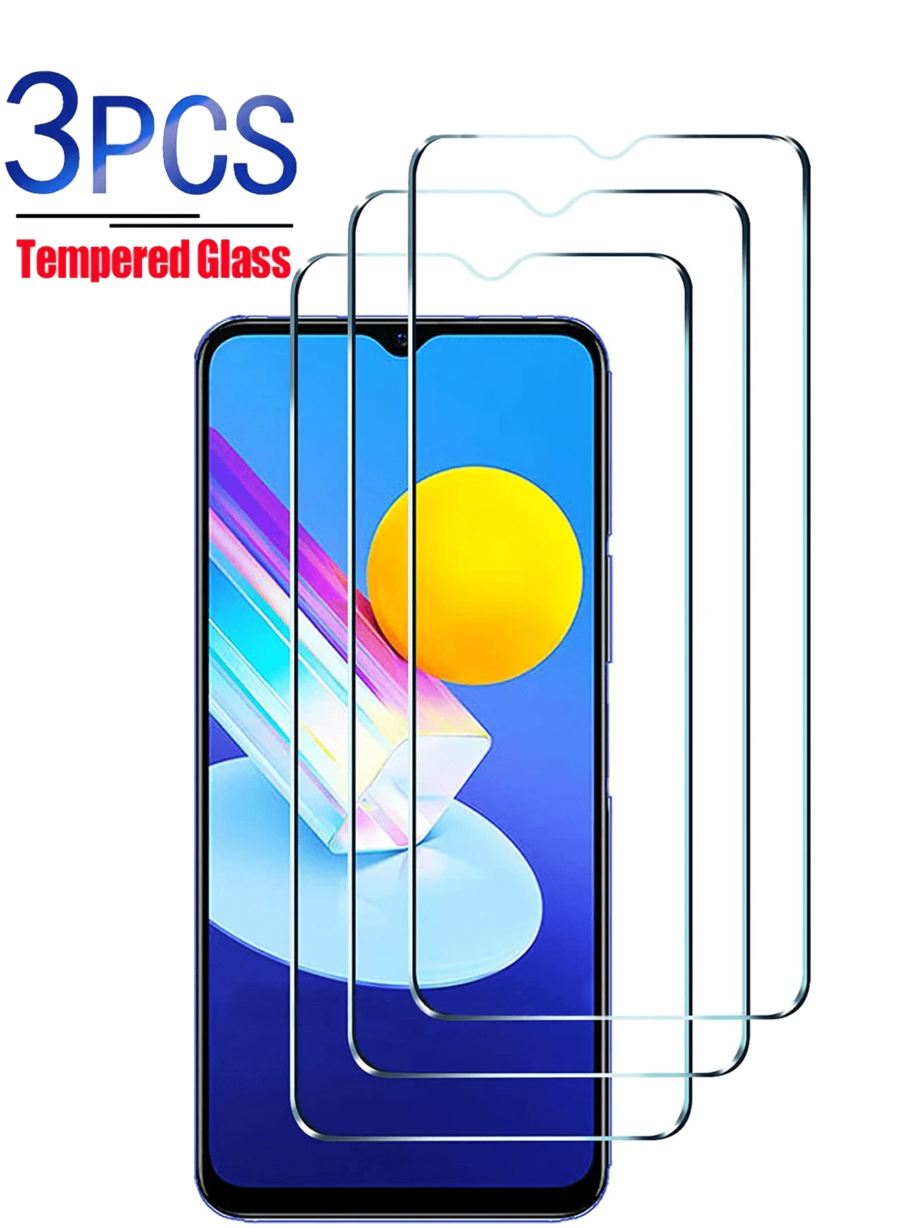 3 片钢化玻璃屏幕保护膜，适用于 Vivo，9H 硬度/高清晰度/无气泡/屏幕钢化玻璃保护膜，适用于 Vivo 生日、家人、朋友礼物手机屏幕保护膜，手机配件防水防震防摔防摔防刮防指纹全覆盖
