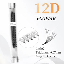 DAIFIYAN Pestañas postizas premontadas de volumen 600/480/420, hechas a mano con tallos naturales largos en 6D/8D/10D/12D/14D/16D/20D/30D/40D, forma C, longitud de 8-15 mm, extensiones de pestañas de visón artificial