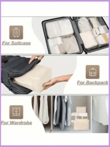 Set de 10-1 buc organizator de călătorie de vară, cuburi portabile de ambalare pentru bagaje de călătorie, genți de depozitare pentru haine de călătorie, genți de ambalare impermeabile, rucsac, valiză, articole esențiale de călătorie, potrivite pentru cosmetice, perii, îngrijirea pielii, telefon, monede, articole mici, potrivite pentru familie, cadou, vacanță - Multicolor - Vizualizare 9
