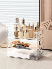 1pc/4pcs/5pc/6pcs/7pc/10/25pcs Transparent Cosmetic Storage Box, Drawer Storage Box, Compartmentalised Storage Containers, Freely Combinable, Cosmetic Organiser, Suitable For Home, School, Dormitory, Office Storage,Ideal For Home Storage And Organisation, Suitable For Women's Gift Boxes, Holiday Gift Boxes, Valentine's Day Gift Boxes, Valentine's Day Decorations,Girlfriend Gifts.