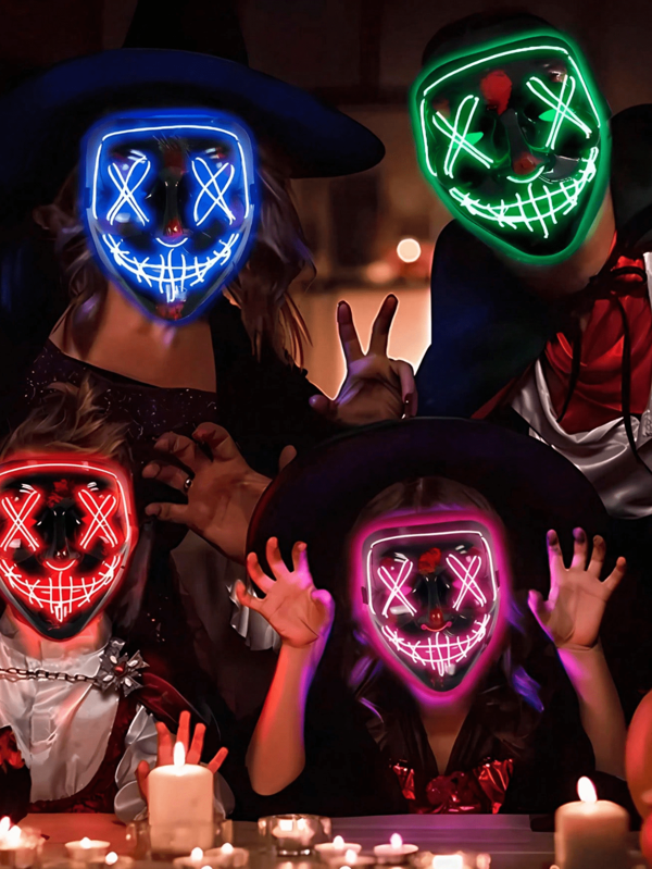 Mascara Led Neon Halloween Balada Rave Carnaval Fantasia Top
