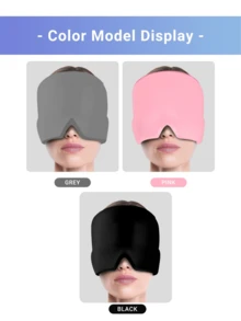 Mũ giảm đau nửa đầu, mũ chườm đá gel làm mát, mũ trị liệu nóng lạnh kép, giảm đau nửa đầu và hạ sốt, chăm sóc da đầu như ở spa, mặt nạ ngủ mềm mại thoải mái, có màu đen/xám/hồng, ôm sát khuôn mặt, thích hợp sử dụng trong nhà và ngoài trời, phù hợp với mọi lứa tuổi. - Một cỡ - Xem 4