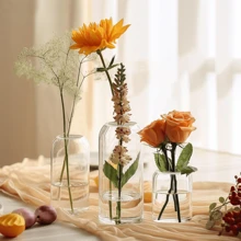 1pc Small Glass Bud Vase, Modern Mini Clear Vase For Living Room And Bedroom Home Decoration Flower Centerpiece, Decorative Vase For Living Room, Dining Table, Wedding, Lover's Date, Party