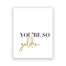 1 pezzo Stampa in oro su tela con testo delle canzoni "You're So Golden" dell'artista pop Harry, opera d'arte da parete per decorazione della casa e della stanza, disponibile opzionalmente con cornice