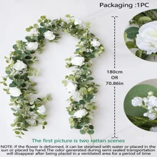 1 szt./zestaw 180CM/70,86IN sztuczne liście eukaliptusa, gipsówka i sztuczne winorośle z trawy pieniężnej, dekoracyjne sztuczne zielone rośliny do domu, wesela, pokoju, dekoracji stołu jadalnego, dnia matki