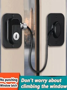 No Drill Strong Adhesive Safety Lock - One-Touch Use, Anti-Theft & Anti-Pinch For Doors, Windows, Cabinets, Fridges | Sliding Door Limiter | Aluminum Alloy Thickened Material | Reliable Home Security Helper