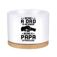 1pc Unique Ceramic Planter Pot With Bamboo Tray - Succulent And Plant Decor Pots With Funny Slogans, Great Gift For Father's Day, Birthday, Christmas, Valentine's Day For Dad, Men, Father, Daughter, Son