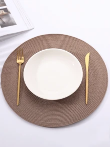 1pc/4pcs/6pcs 15-Inch Round Woven PP Placemat – Waterproof, Non-Slip, Heat Resistant Table Mat, Easy To Clean, Modern Design For Home Dining, Kitchen Decor, Holiday Parties, And Everyday Use (Multiple Colors Available)