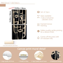 1 Stück großes Leinwandbild, modernes afrikanisches Maskendesign, modernes Wandkunstplakat, Schwarz & Weiß mit goldfarbenen Akzenten, mit oder ohne Rahmen, Heimdekoration für Wohnzimmer oder Schlafzimmer, Modedesign, Wanddekor für