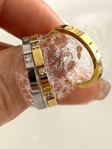 1pc Stainless Steel Diamond-Inlaid Ladies Ring Ins Cold Style Design High-End Sense Of Ladies Fashion Ring - Suitable For Daily Wear - Ring - View 2