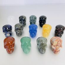 Hand-Carved Natural Crystal Human Skull Carvings, Figure Carvings, Natural Stone, Loose Gemstone, Sodalite, Clear Quartz, Labradorite, Yooperlite, Que Sera, For Gift, Crystal Collection, Home Decoration, Desktop Decor.