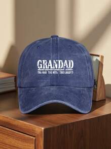 Grandad Vintage Washed Baseball Cap - Adjustable Unisex Trucker Hat With "The For Man The Myth The Legend" Print, Multiple Colors Available, Perfect For Outdoor Sports, Camping, Fishing, And Gifting