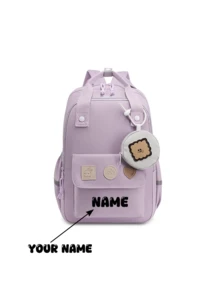 1pc Customizable Personalized Name Nylon Zipper Closure Backpack, New Niche Large Capacity Student Backpack, Boys And Girls High-End Schoolbag Casual Bag, Perfect Gift For Friends, Suitable For Outdoor Gatherings And Daily Use, Multi-Functional, Ornamental, Letter, Stylish, Modern, Colorful, Cute, Adorable, Casual, Custom, Personalised, Unique, Customized, Ideal Gifts For Him, Ideal Gifts For Her - Backpack - View 11