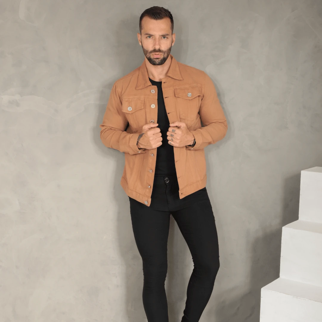 Men's High Quality Winter Premium Denim Jacket - Lạc đà - Xem 1