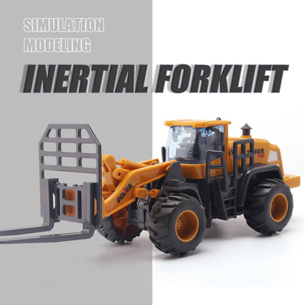 1 pieza Vehículo de ingeniería por inercia para niños, serie de simulación que incluye excavadora sobre orugas, bulldózer, montacargas, cargadora, grúa, rodillo compactador, carretilla agrícola, cochecito, modelo de coche de juguete para niños