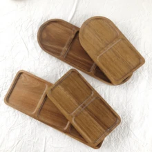 Acacus Wood Rectangular/Elliptical/Circular Trays, Geometric Patterns, Food Safety Service Trays, Dried Fruits, Snacks, Tea - Versatile Home Decoration Accessories, Easter, Halloween, Thanksgiving, St. Patrick's Day, Valentine's Day, Functional Decoration | Classified Design | Outdoor Kitchenware, Gifts - Mocha Brown - View 4