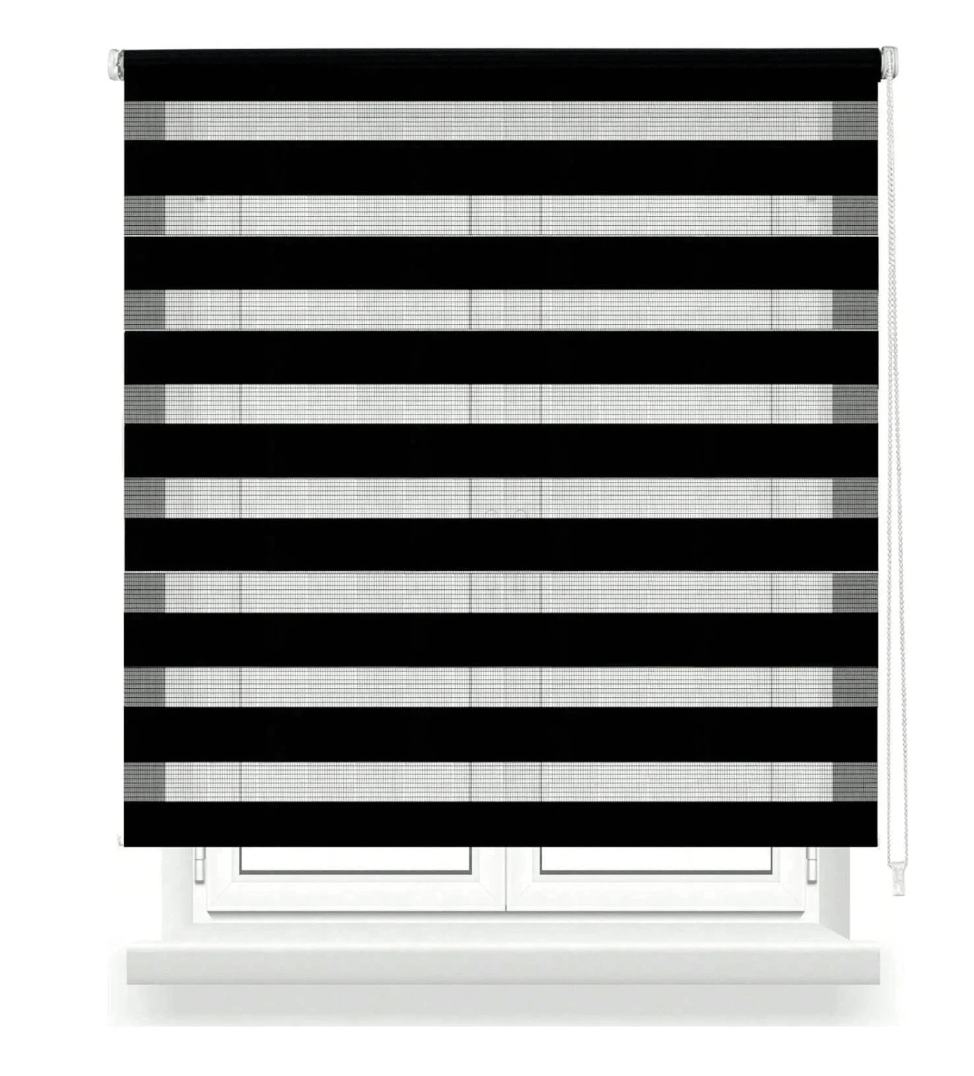 Kynley Màn cuốn hai lớp ngày và đêm, Màn cuốn cửa sổ 45-160x180cm, Dễ lắp đặt, cho cửa sổ và cửa ra vào, Trong mờ và Đục. - màu đen - Xem 1