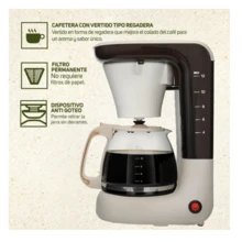 Taurus Cafetera Tau.rus Velvet ECO Con Filtro Lavable, Antigoteo, Para 12 Tazas, Beige - Tipo de Enchufe A USA (110-127V) - Ver 4